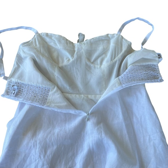 Reformation Arya White Linen Mini Dress Lace Accents Adjustable Straps Sz 6 NWOT - Picture 11 of 15